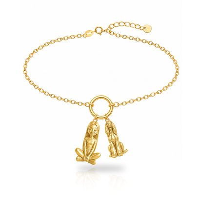 Afghan Hound personalized girl and dog charm bracelet