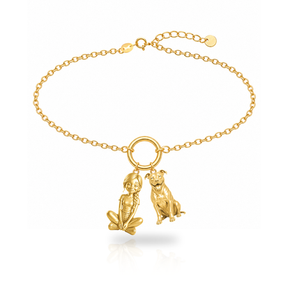 American Staffordshire Terrier personalized girl and dog charm bracelet
