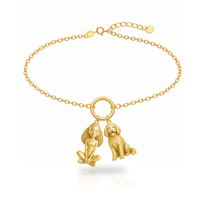 Aussiedoodle personalized girl and dog charm bracelet