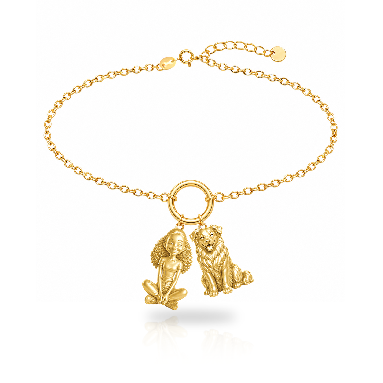 Australian Shepherd personalized girl and dog charm bracelet