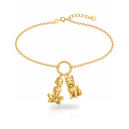 Australian Terrier personalized girl and dog charm bracelet