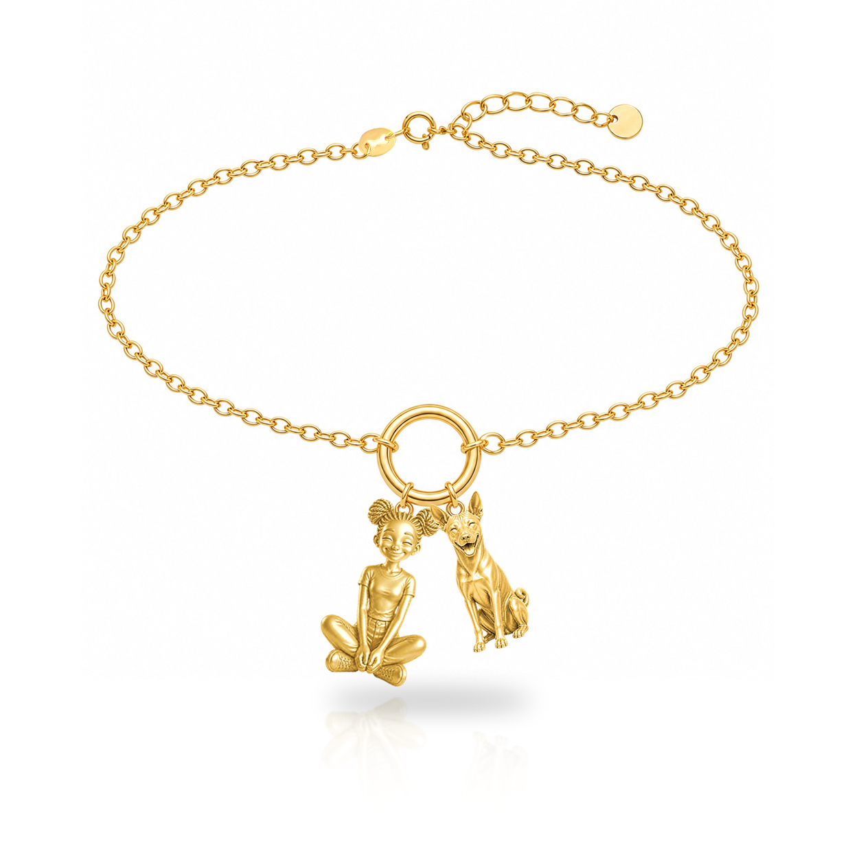 Basenji personalized girl and dog charm bracelet