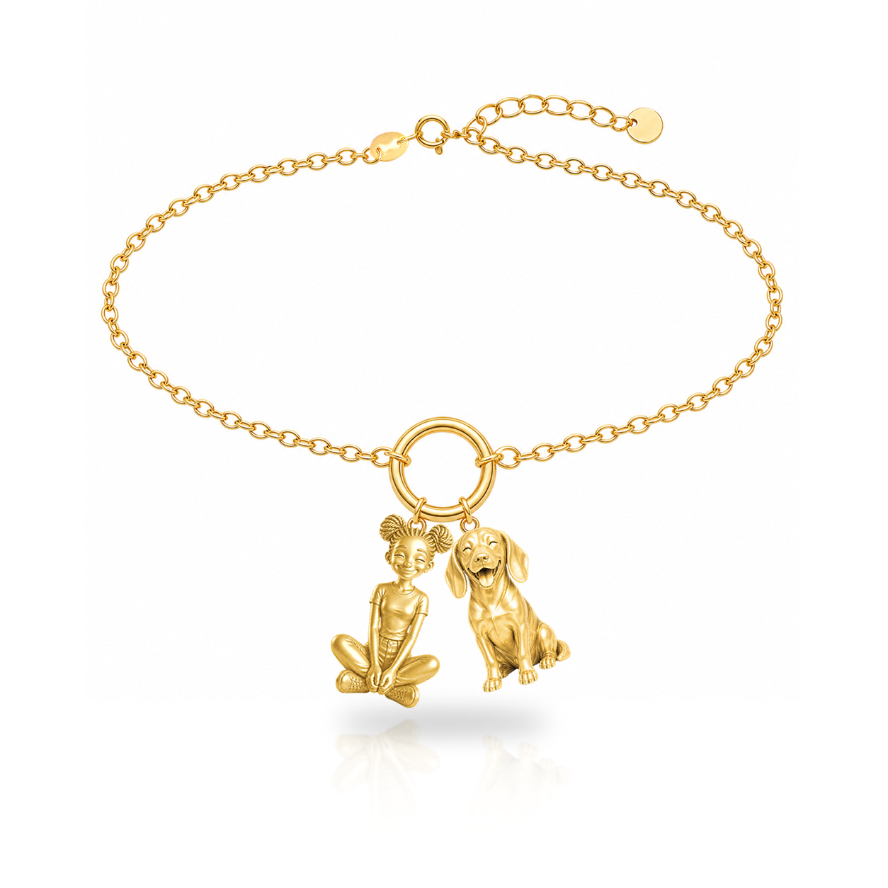 Beagle personalized girl and dog charm bracelet