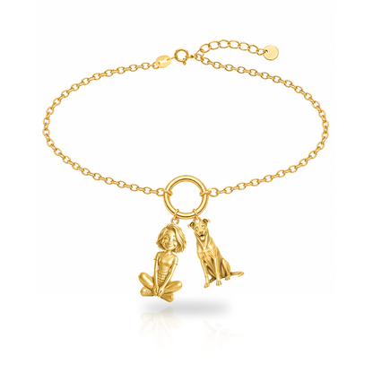 Beauceron personalized girl and dog charm bracelet