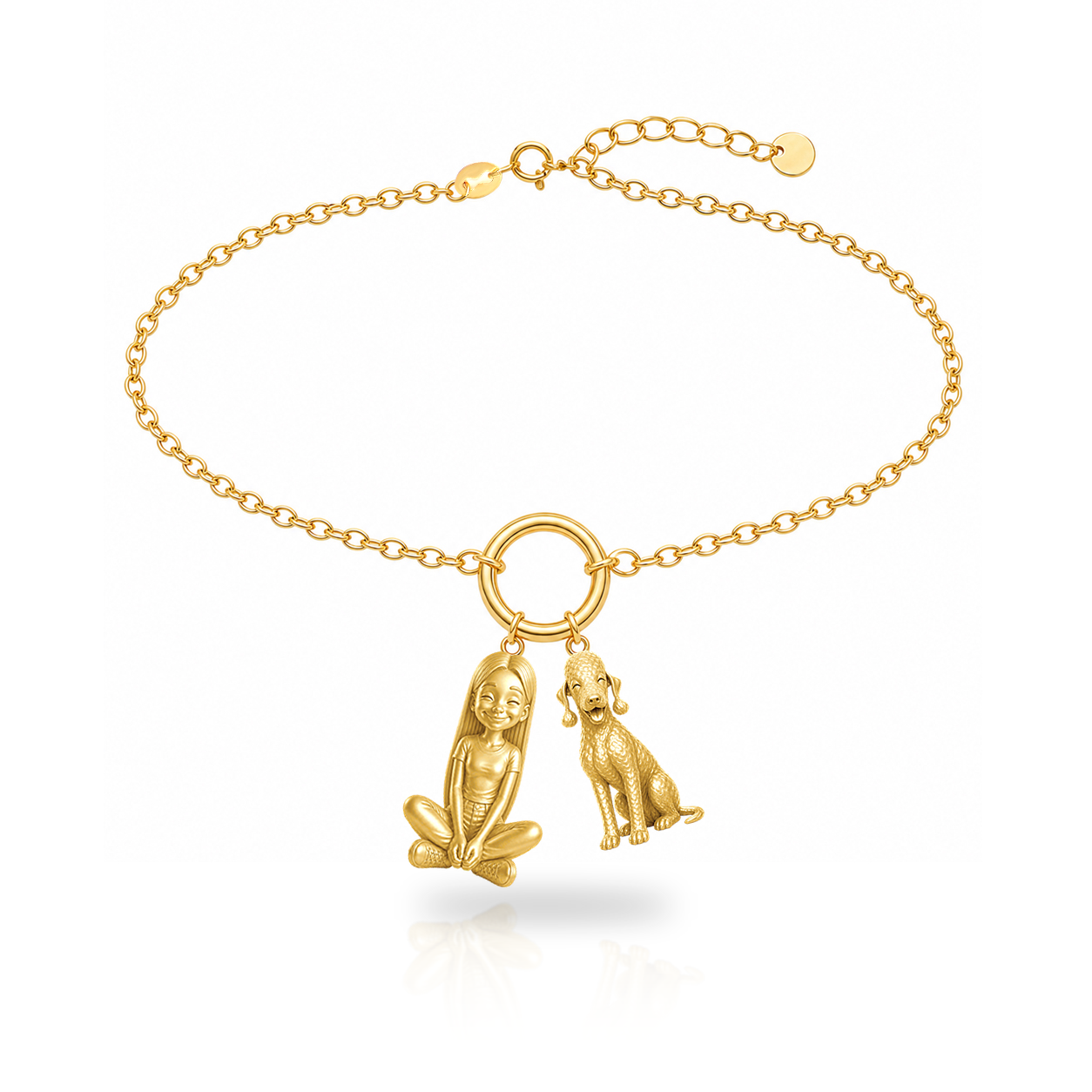 Bedlington Terrier personalized girl and dog charm bracelet