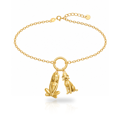 Bedlington Terrier personalized girl and dog charm bracelet