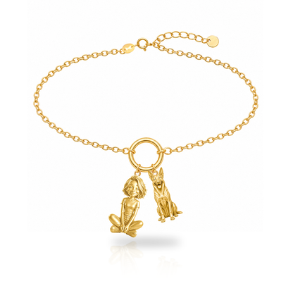 Belgian Malinois personalized girl and dog charm bracelet
