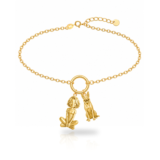 Belgian Malinois personalized girl and dog charm bracelet