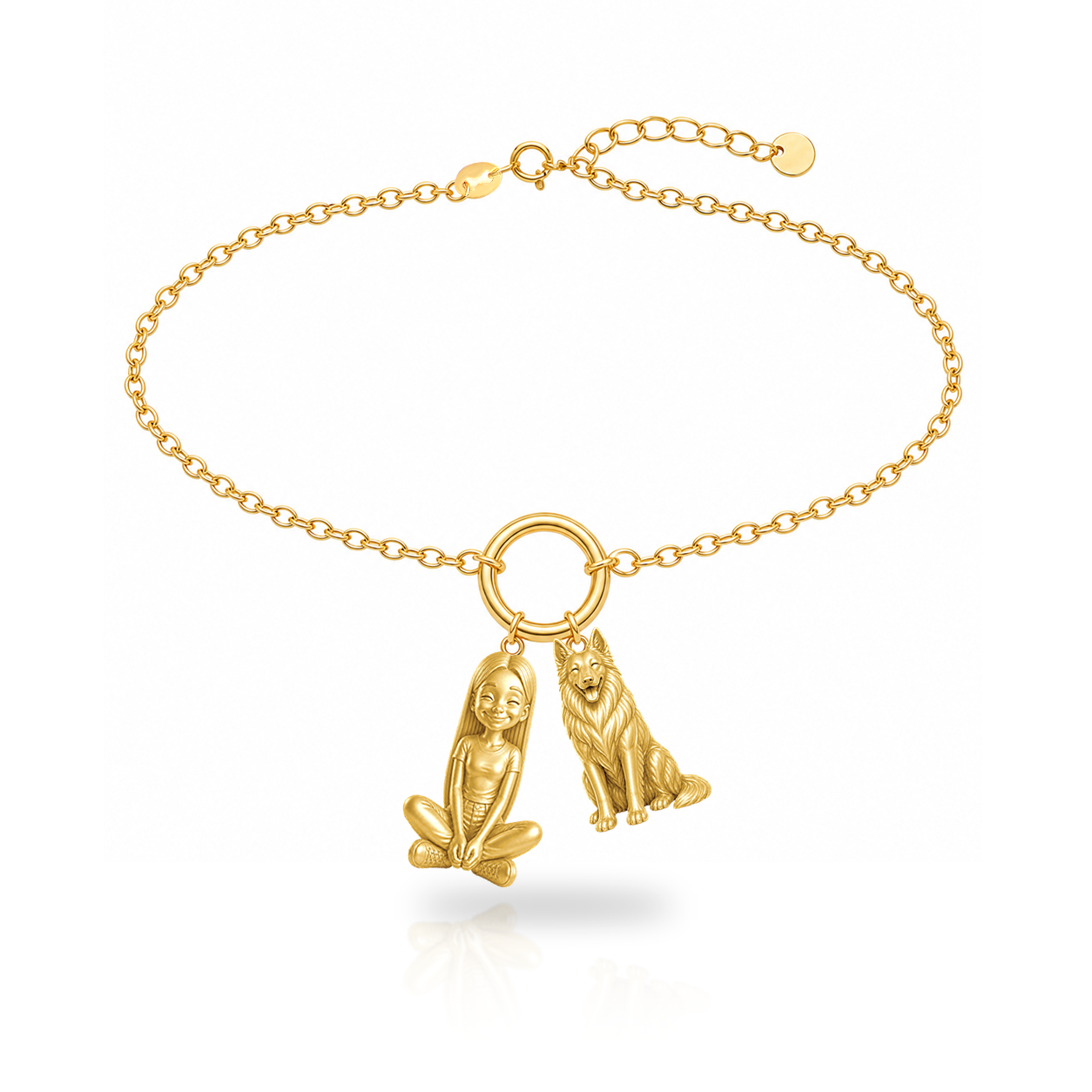 Belgian Sheepdog personalized girl and dog charm bracelet