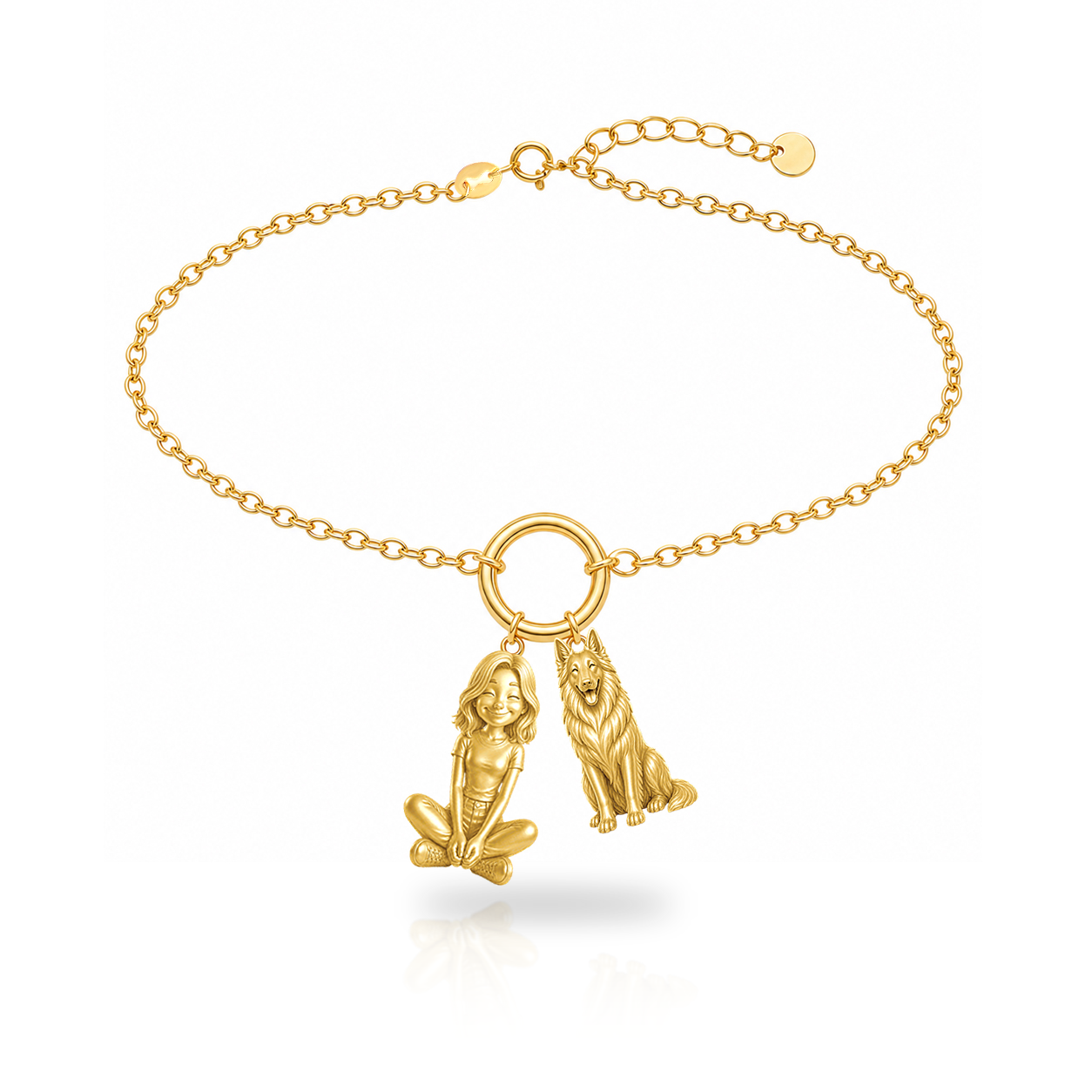 Belgian Tervuren personalized girl and dog charm bracelet