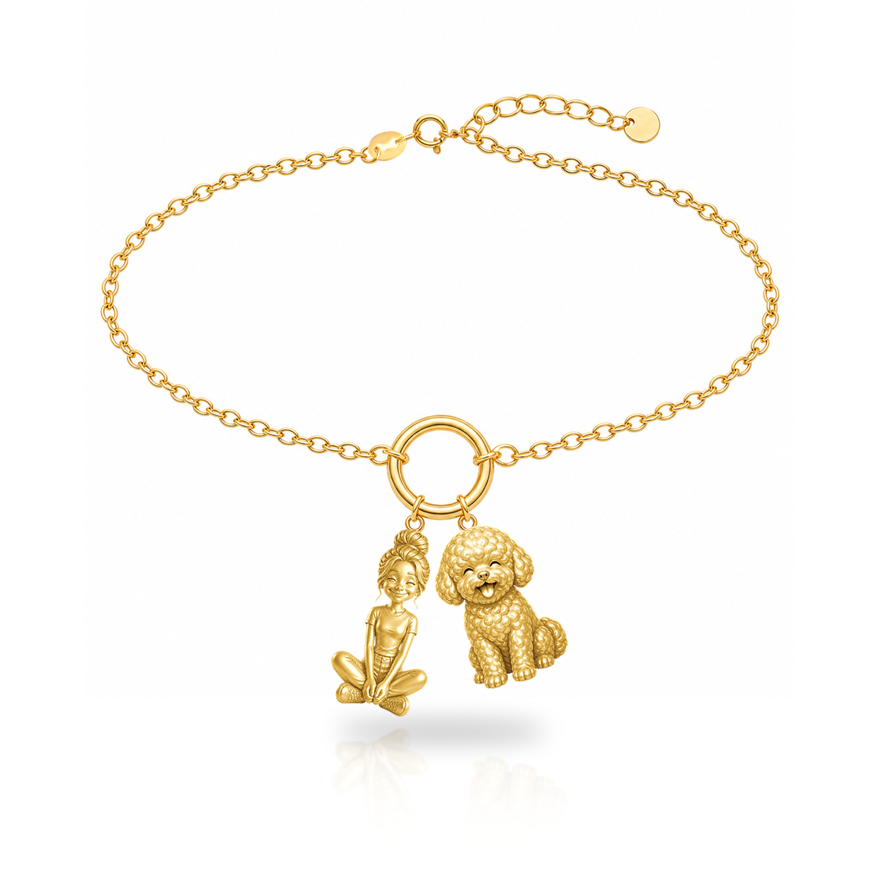 Bichon Frise personalized girl and dog charm bracelet