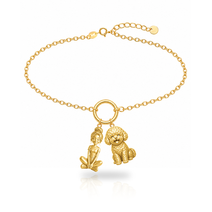Bichon Frise personalized girl and dog charm bracelet