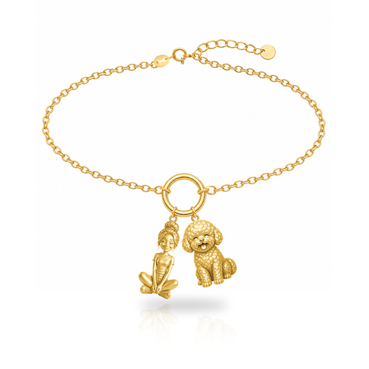 Bichon Frise personalized girl and dog charm bracelet