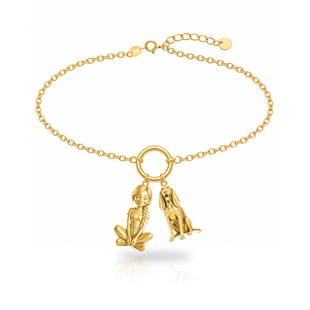 Black and Tan Coonhound personalized girl and dog charm bracelet