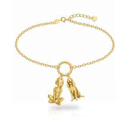 Black and Tan Coonhound personalized girl and dog charm bracelet