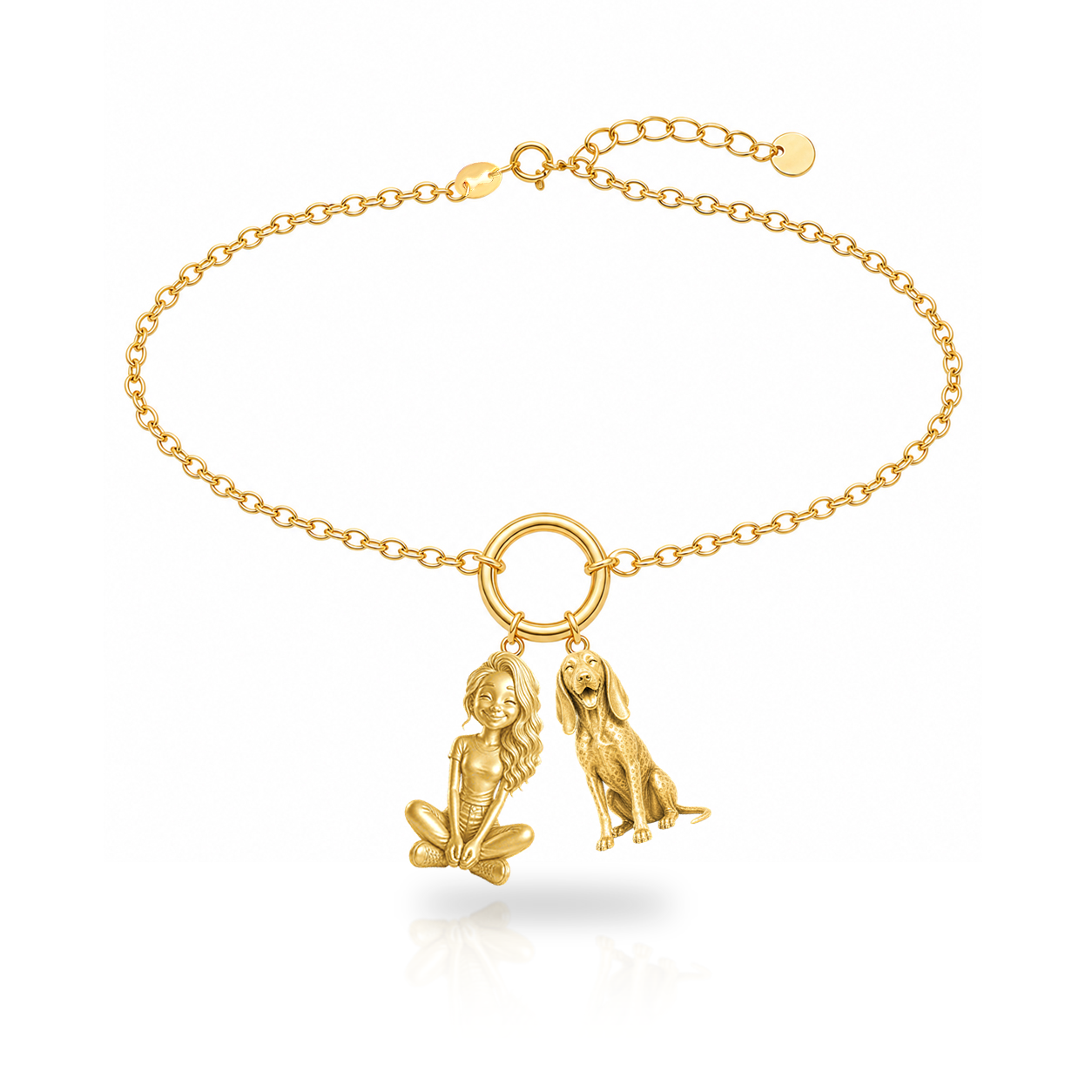 Bluetick Coonhound personalized girl and dog charm bracelet