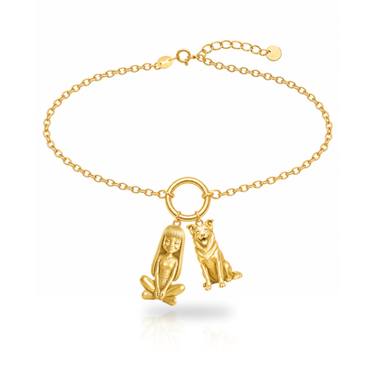 Border Collie smooth coat personalized girl and dog charm bracelet