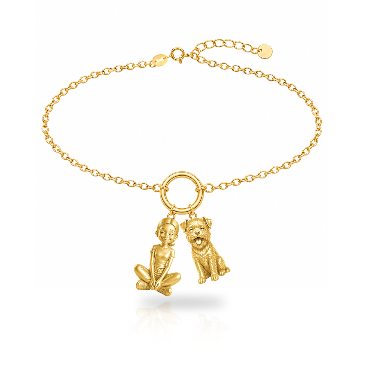 Border Terrier personalized girl and dog charm bracelet