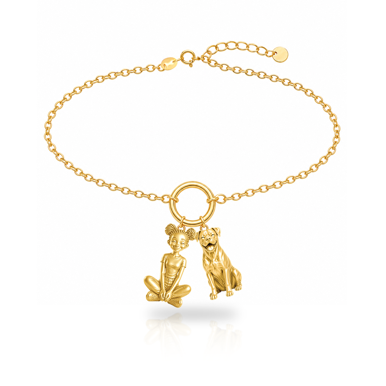 Boxer personalized girl and dog charm bracelet