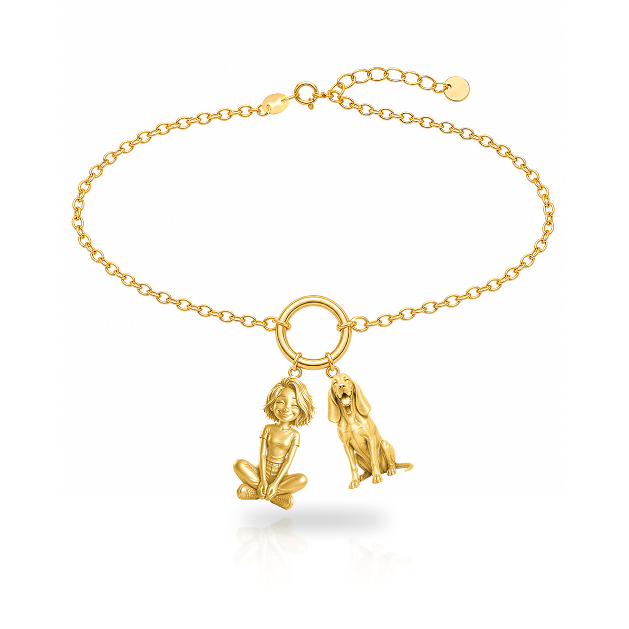 Bracco Italiano personalized girl and dog charm bracelet