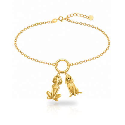 Bracco Italiano personalized girl and dog charm bracelet