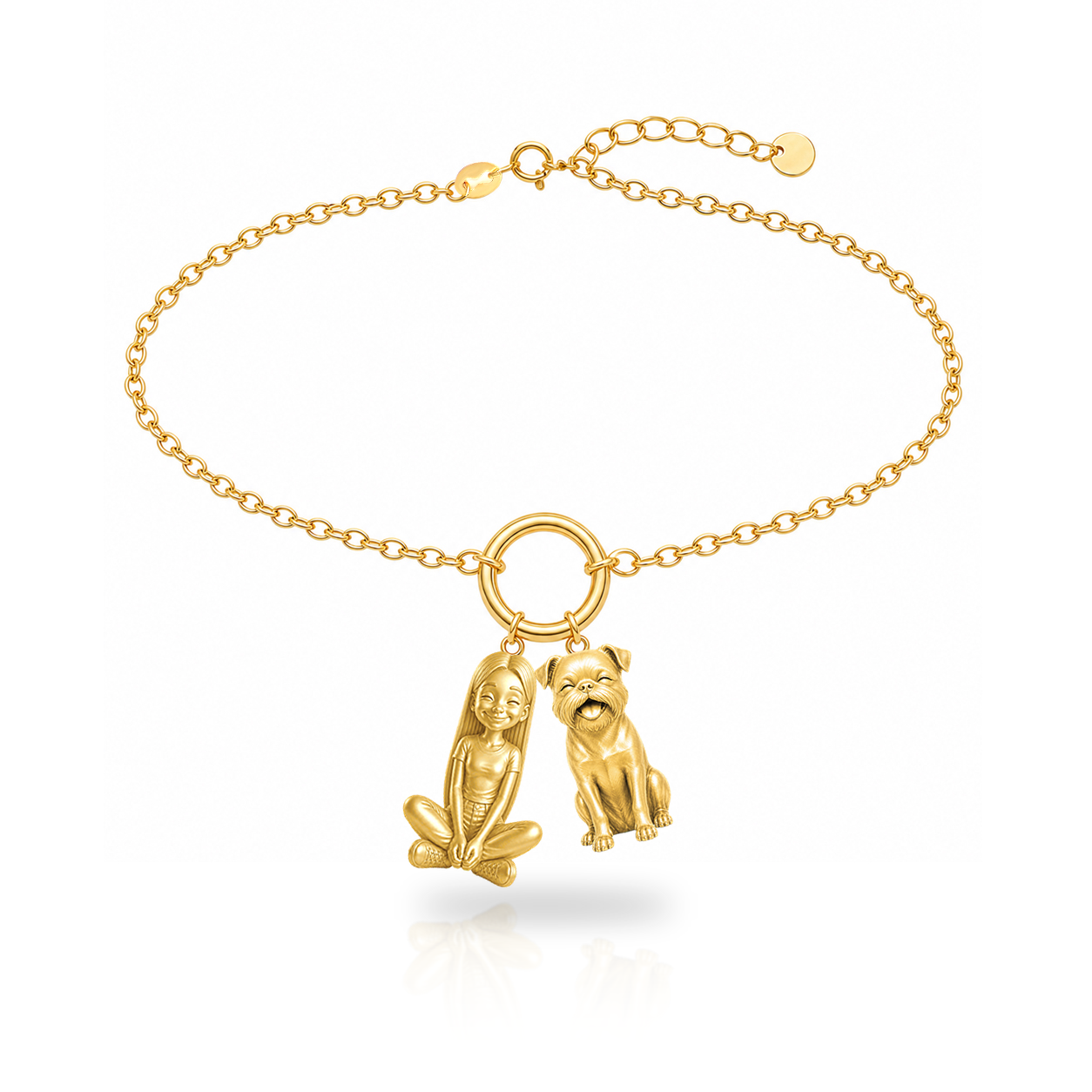 Brussels Griffon smooth coat personalized girl and dog charm bracelet