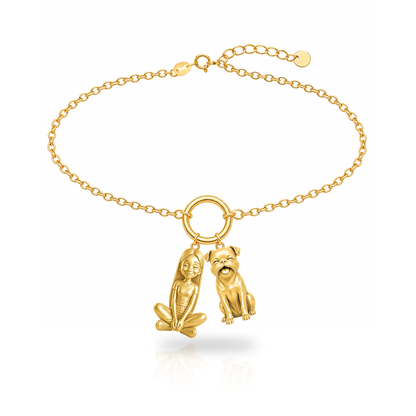 Brussels Griffon smooth coat personalized girl and dog charm bracelet