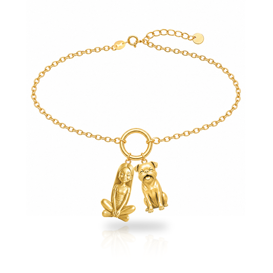 Brussels Griffon smooth coat personalized girl and dog charm bracelet