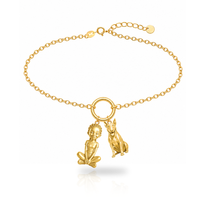 Bull Terrier personalized girl and dog charm bracelet