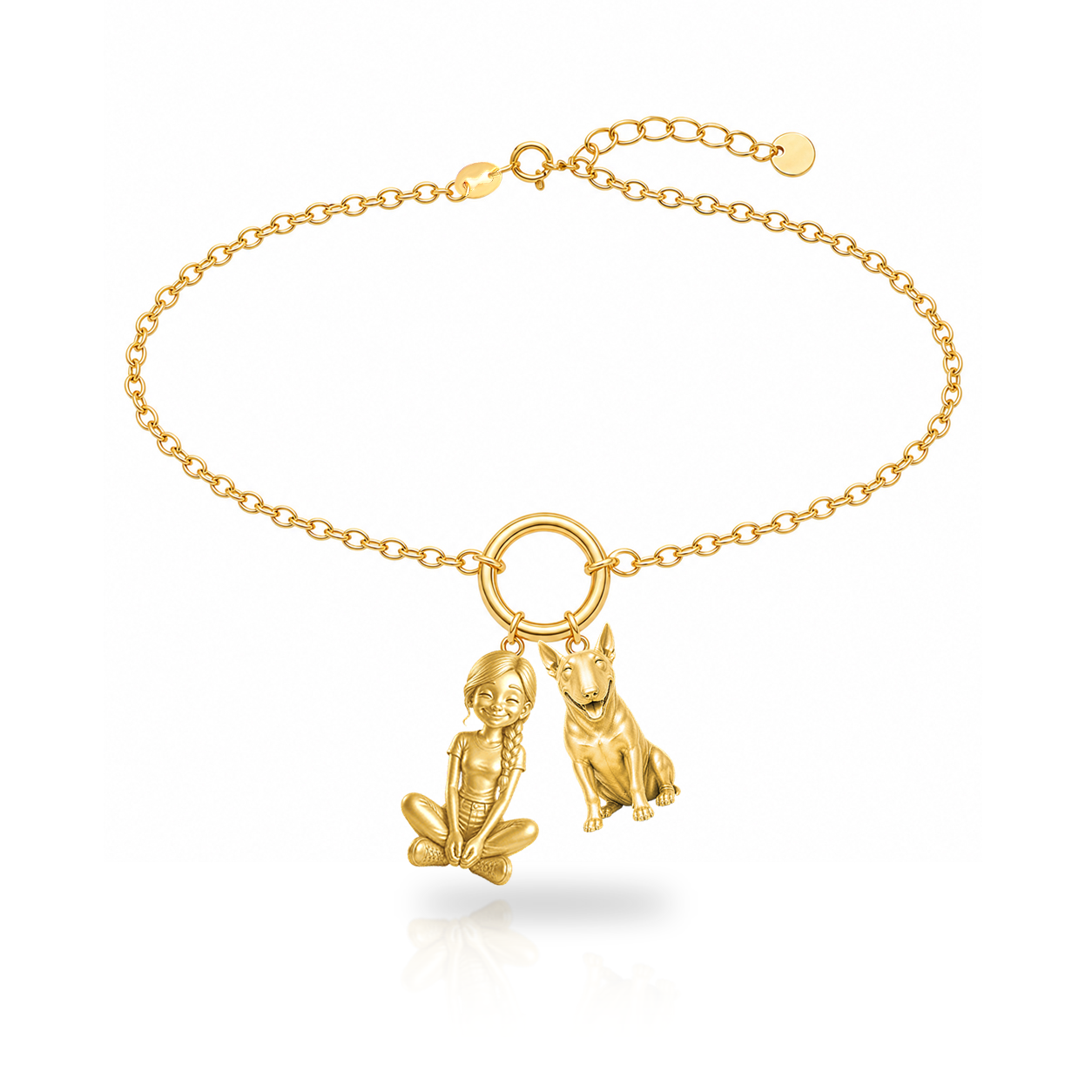 Bull Terrier Miniature personalized girl and dog charm bracelet