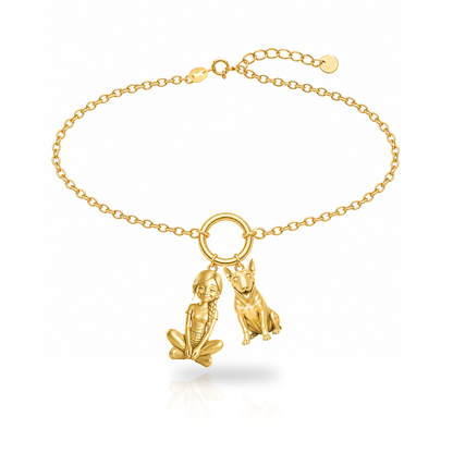 Bull Terrier Miniature personalized girl and dog charm bracelet