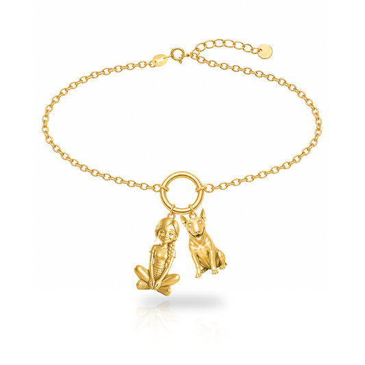 Bull Terrier Miniature personalized girl and dog charm bracelet