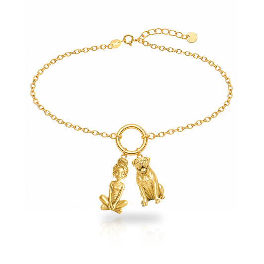 Bullmastiff personalized girl and dog charm bracelet