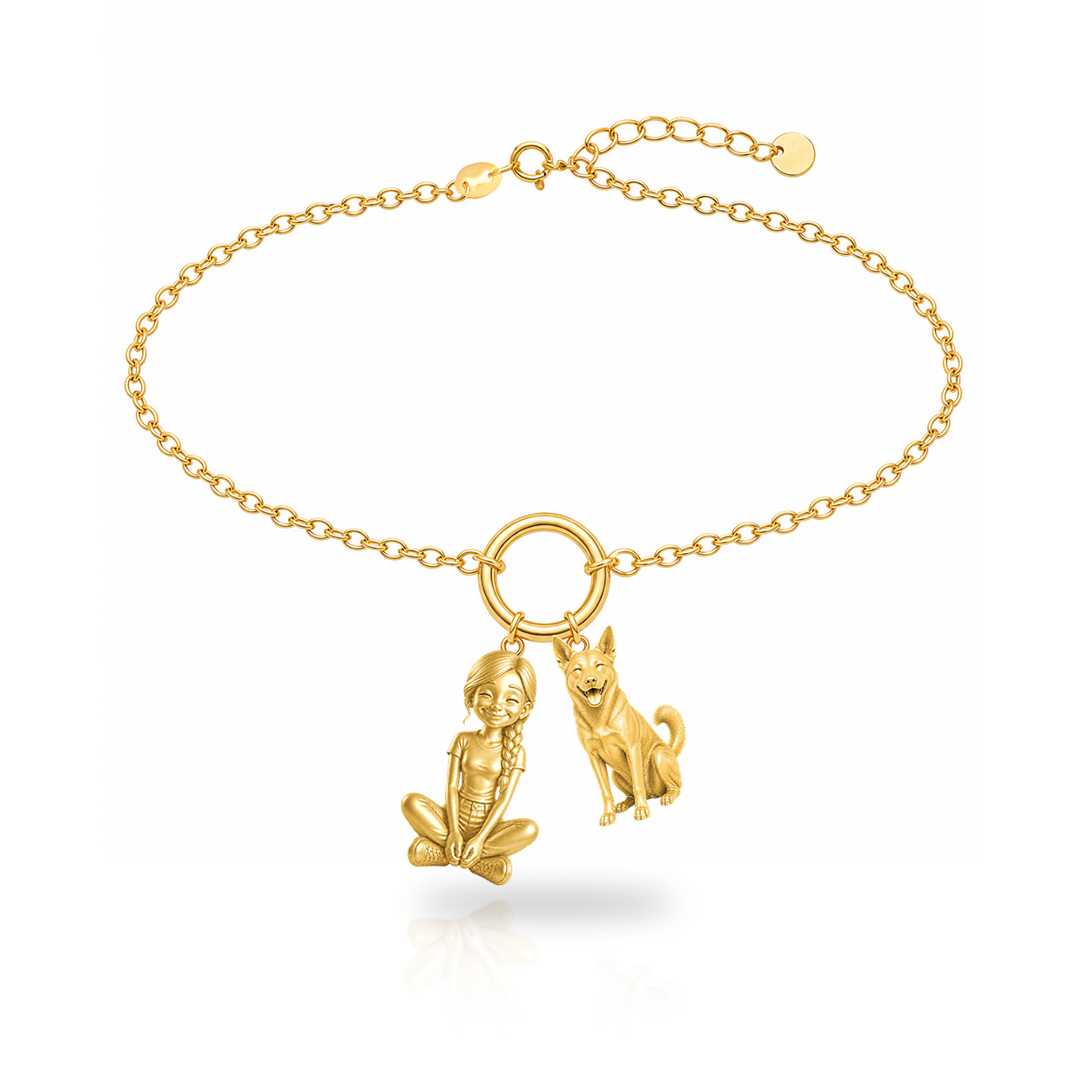 Canaan Dog personalized girl and dog charm bracelet