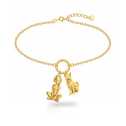 Canaan Dog personalized girl and dog charm bracelet