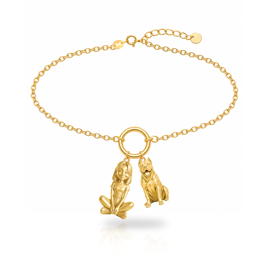 Cane Corso personalized girl and dog charm bracelet