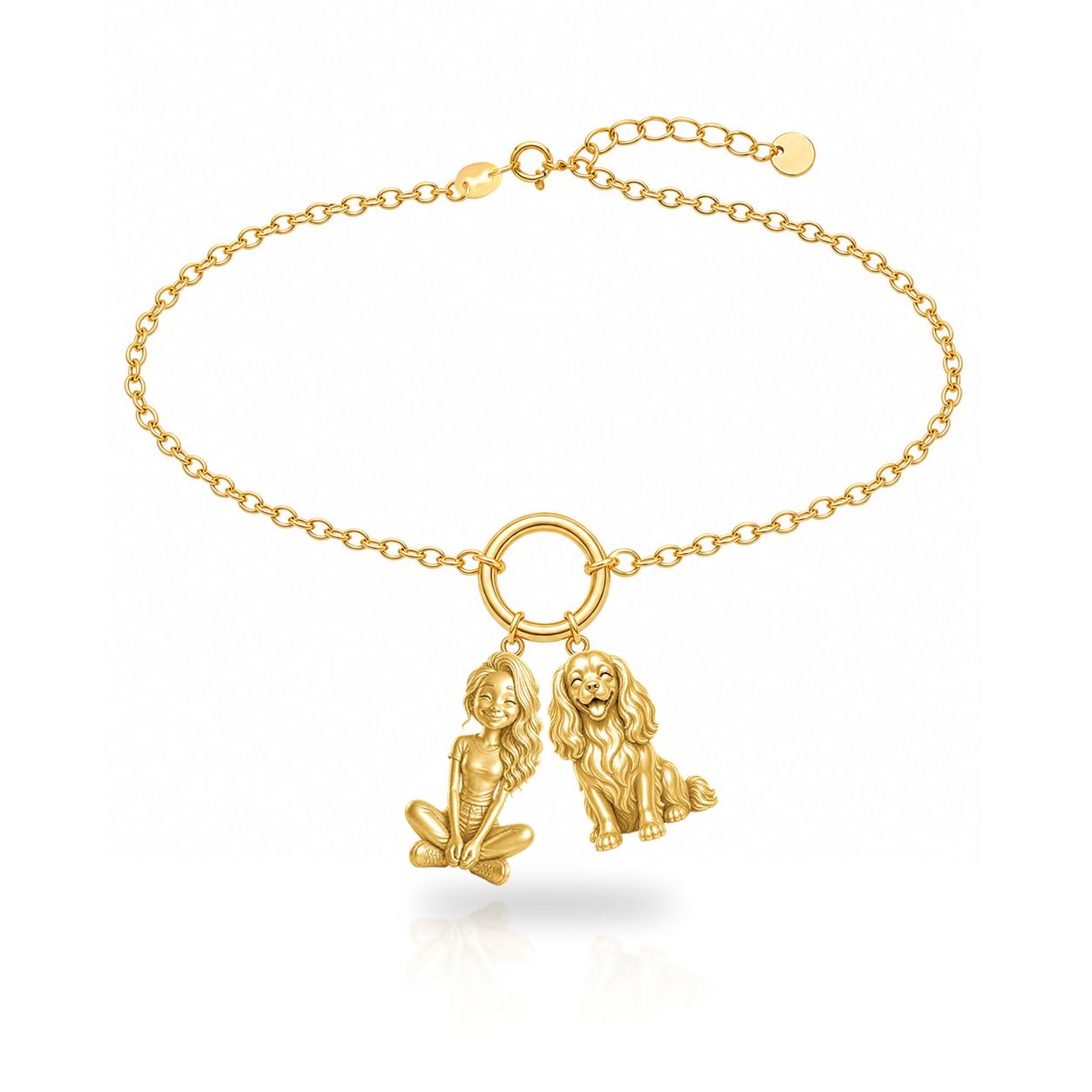 Cavalier King Charles Spaniel personalized girl and dog charm bracelet