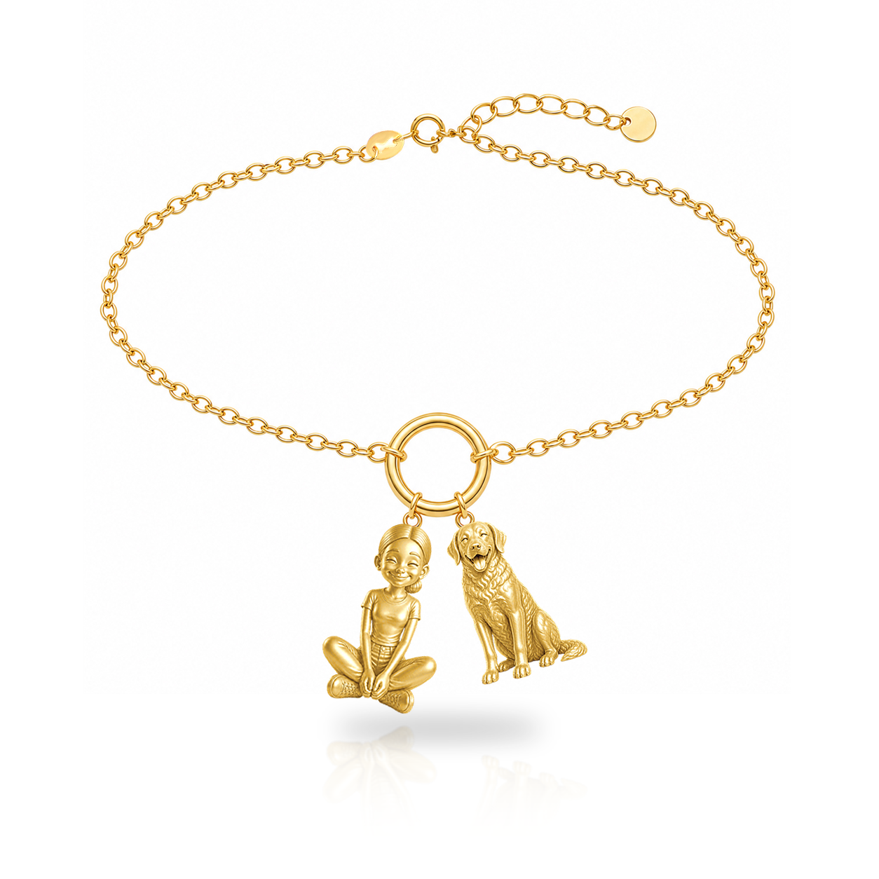Chesapeake Bay Retriever personalized girl and dog charm bracelet