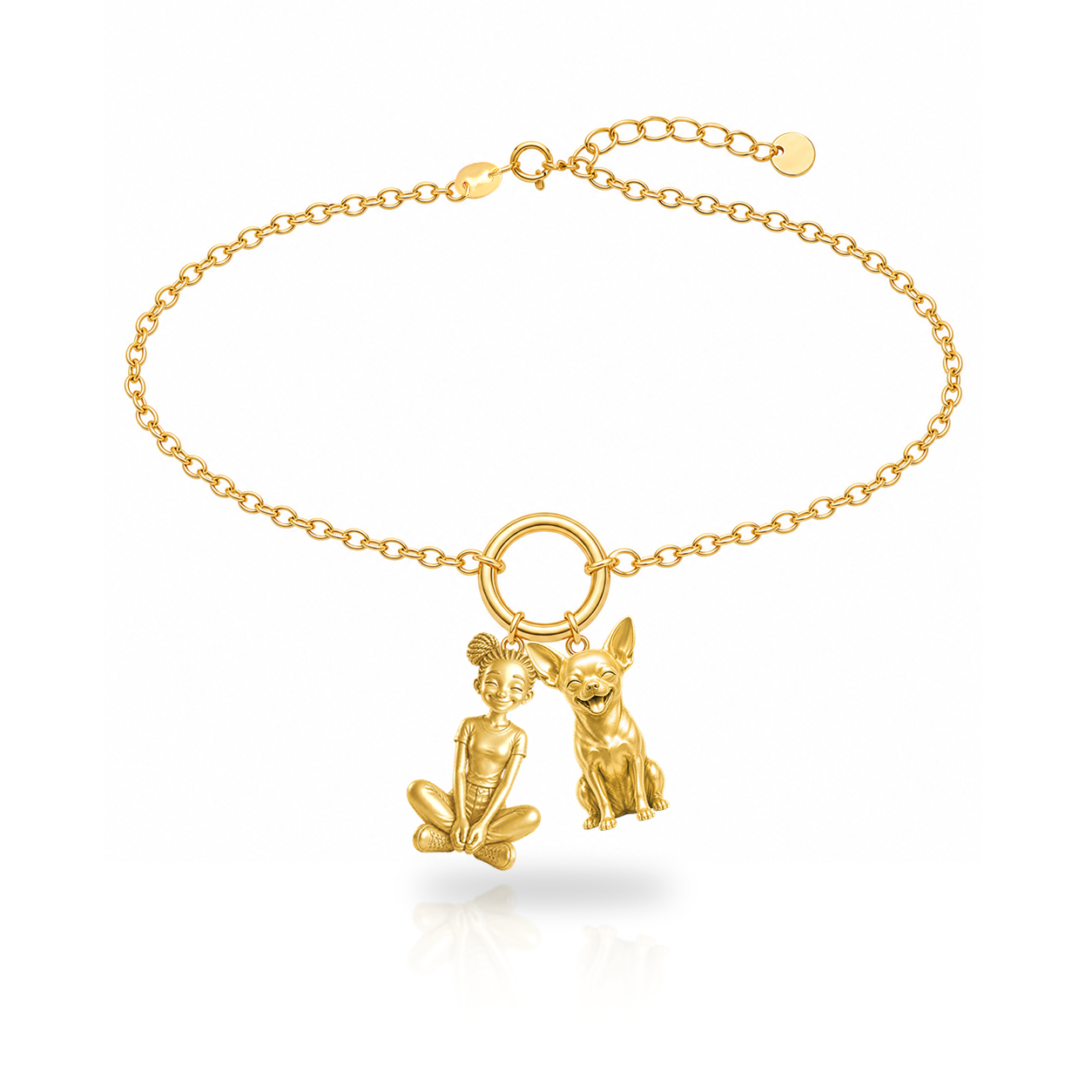 Chihuahua short hair personalized girl and dog charm bracelet