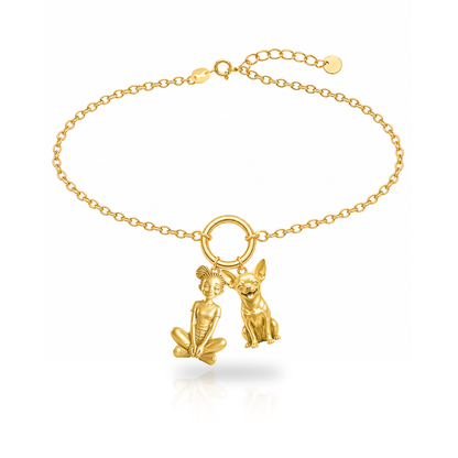 Chihuahua short hair personalized girl and dog charm bracelet