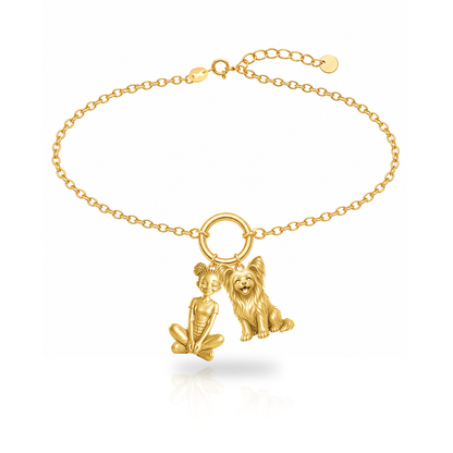 Chinese Crested powderpuff personalized girl and dog charm bracelet