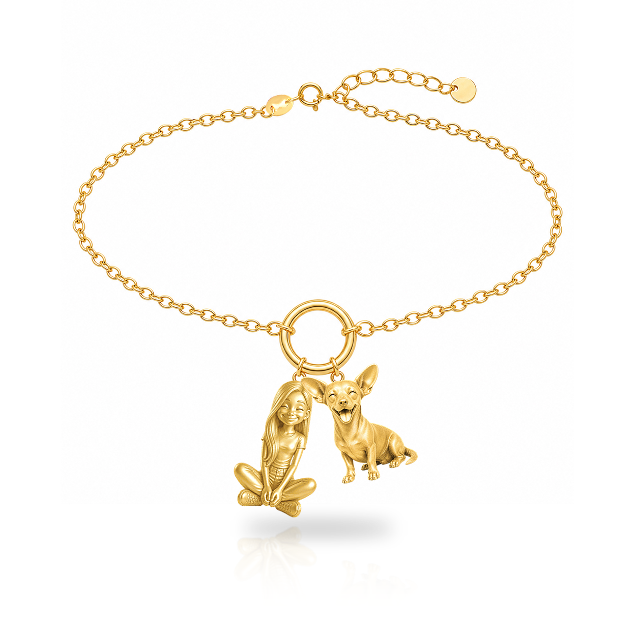 Chiweenie personalized girl and dog charm bracelet