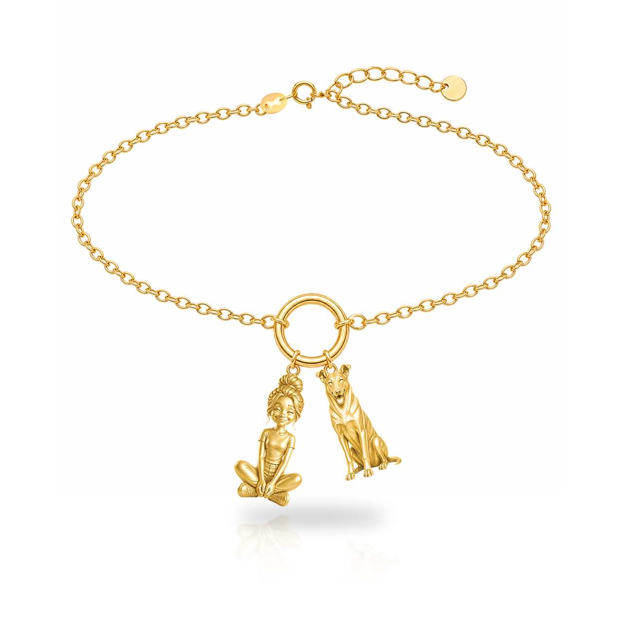 Collie smooth coat personalized girl and dog charm bracelet