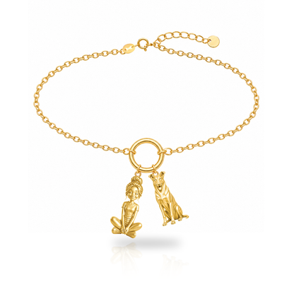 Collie smooth coat personalized girl and dog charm bracelet