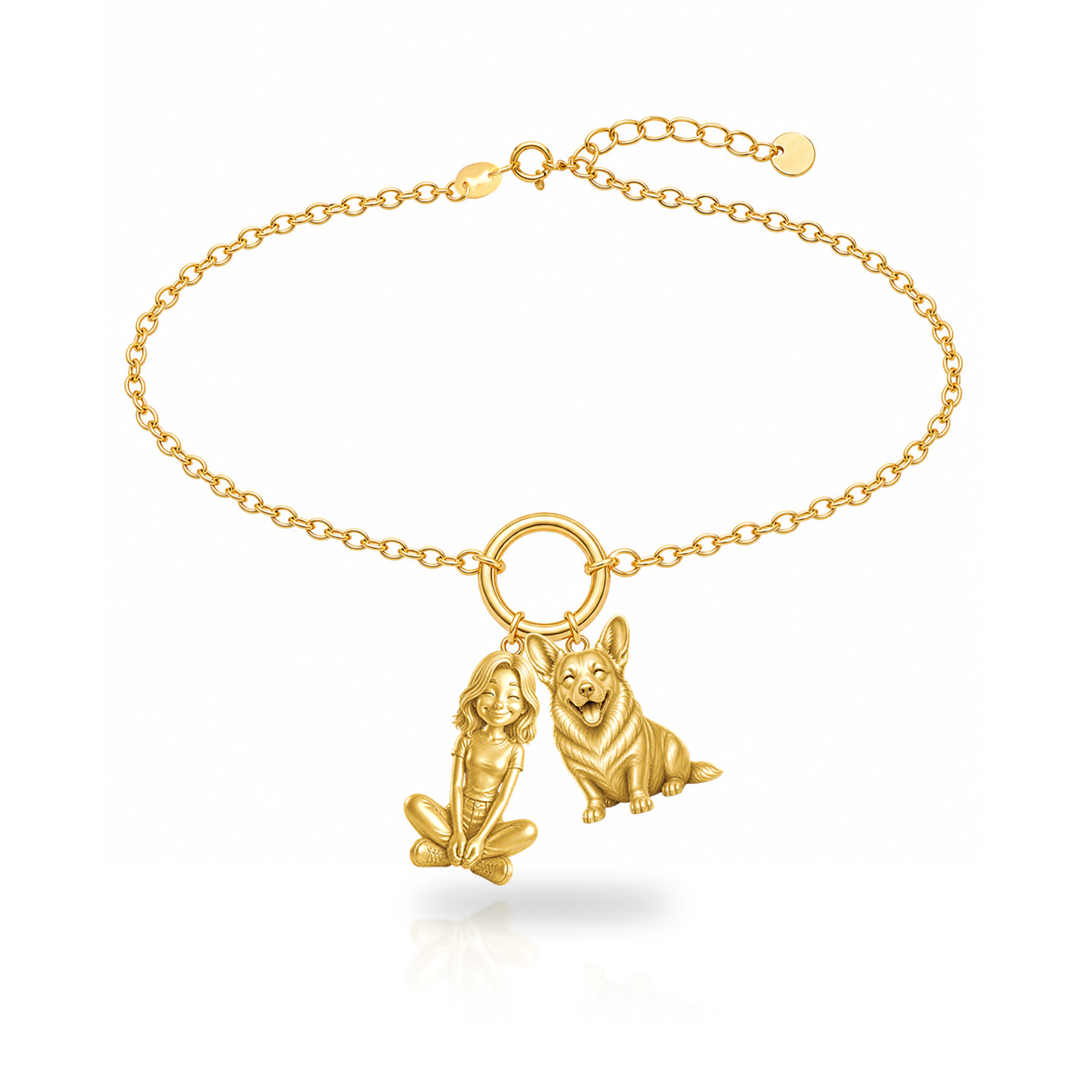 Corgi Cardigan personalized girl and dog charm bracelet