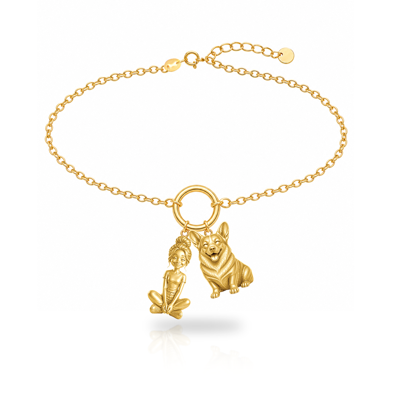 Corgi Pembroke personalized girl and dog charm bracelet