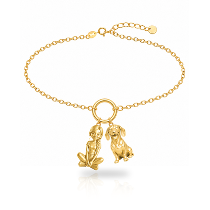 Dachshund smooth coat personalized girl and dog charm bracelet