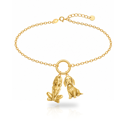 Dachshund wirehaired personalized girl and dog charm bracelet