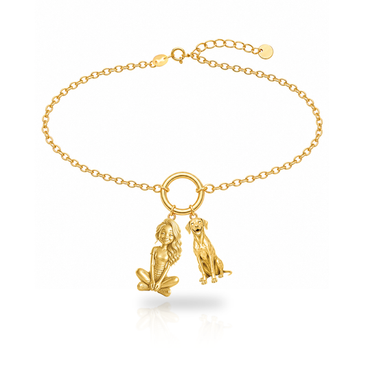 Dalmatian personalized girl and dog charm bracelet