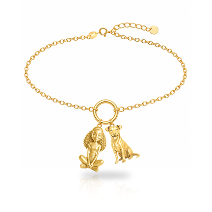 Danish personalized girl and dog charm bracelet